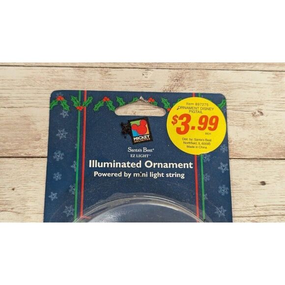 Mickey Mouse Illuminated Ornament 1998 Santa's Best EZ Light Set of 2 Christmas - Picture 4 of 9